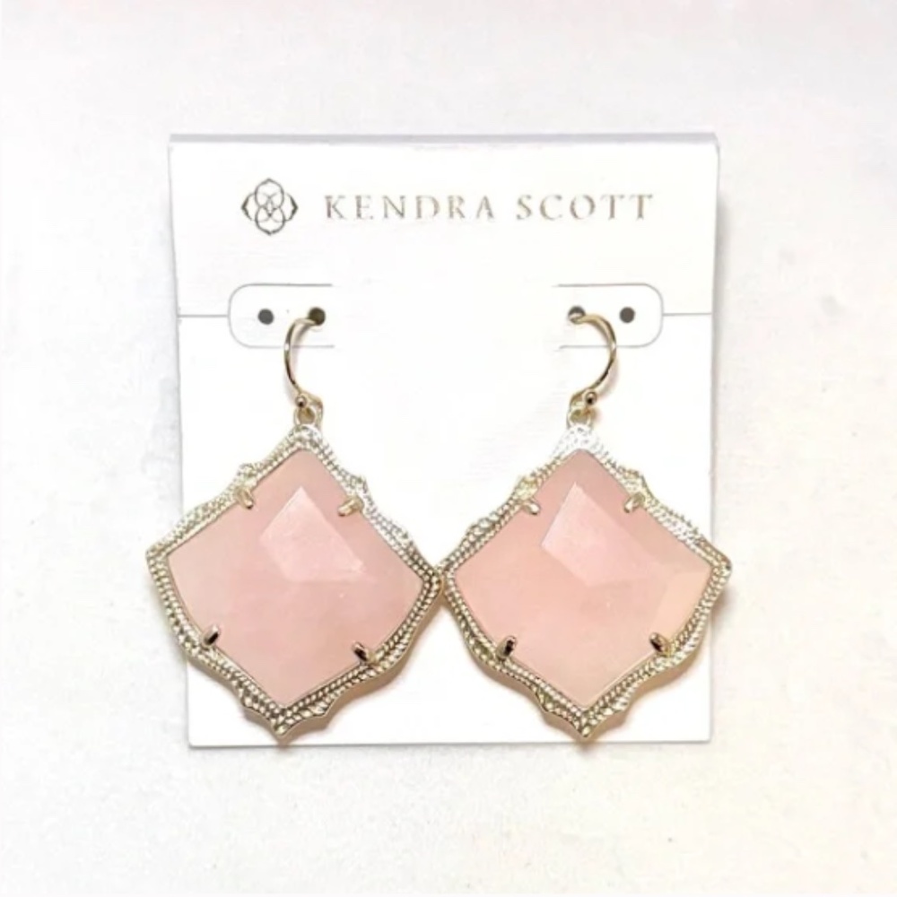 Kendra Scott Pink Gold-Tone Quatrefoil Drop Earrings